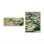 Pine and Torii Gate ()Pine and Stream () (Set of 2)