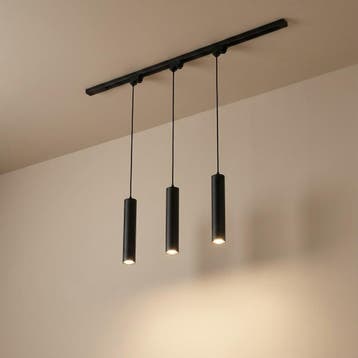 1-fase hanglamp rond | Set 3x hanglamp 1x 1m Rails | Zwart, Huis en Inrichting, Ophalen of Verzenden, Nieuw, Metaal