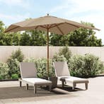vidaXL Parasol met houten paal 300x300x273 cm taupe, Verzenden, Nieuw, 3 tot 4 meter