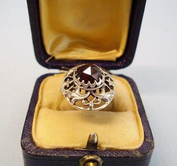 Zonder minimumprijs - Ring Zilver - 3.00ct. tw. Granaat -, Nieuw