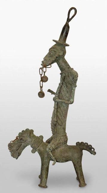 sculptuur, Cavalier OGBONI / YORUBA - 51 cm - Brons