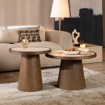 50% Korting: Salontafels Mae set van 2 Ø50 en Ø62 cm, Huis en Inrichting, Tafels | Salontafels, Ophalen, Zo goed als nieuw, Scandinavisch, Japandi, Modern