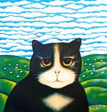Martin Leman - “Black cat”. Gesigneerd in de plaat.