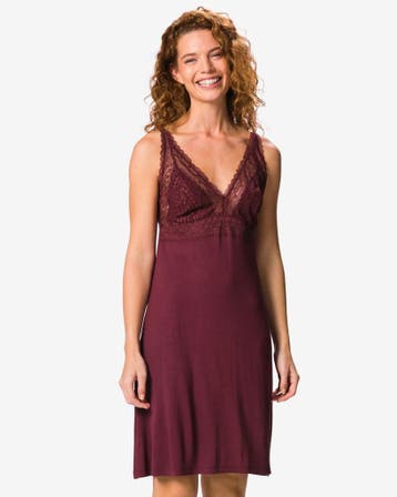HEMA Damesnachthemd viscose donkerrood, Verzenden
