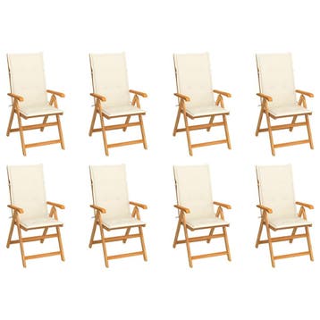 vidaXL Tuinstoelen 8 st verstelbaar met kussens massief, Verzenden, Nieuw, Hout