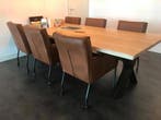 Set van 6 leren eetkamerstoelen - met armleuning en, Ophalen of Verzenden, Nieuw, Leer