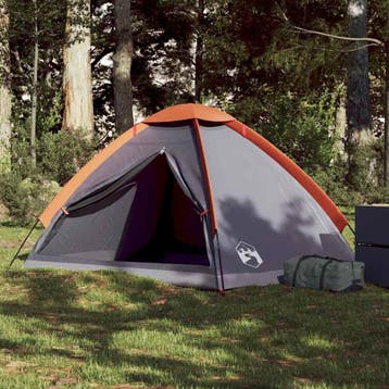 vidaXL Koepeltent 2-persoons waterdicht grijs en oranje, Caravans en Kamperen, Tenten, Verzenden, Nieuw, Tot en met 2