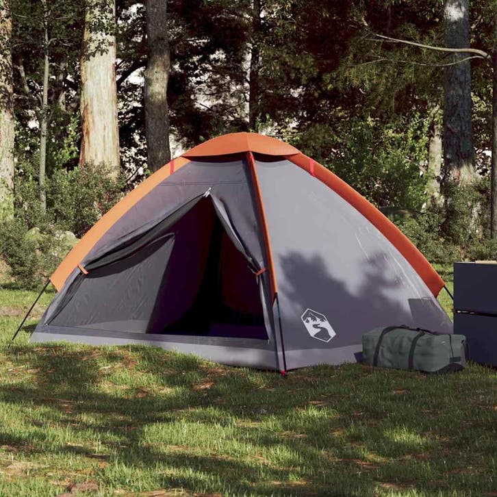 vidaXL Koepeltent 2-persoons waterdicht grijs en oranje, Caravans en Kamperen, Tenten, Nieuw, tot en met 2, Verzenden