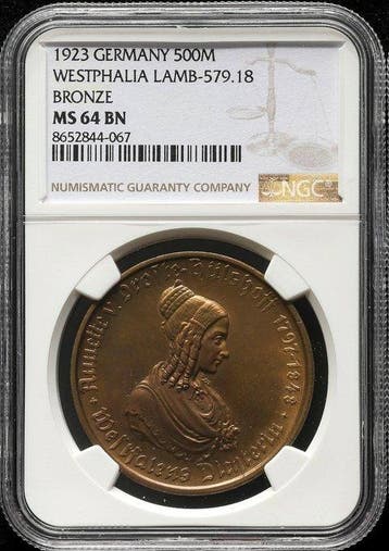 Duitsland, Westfalen 500 Mark 1923 - NGC MS64