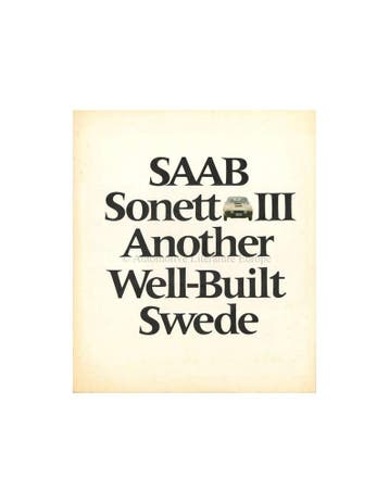 1970 SAAB SONETT BROCHURE ENGELS (USA), Nieuw, Author