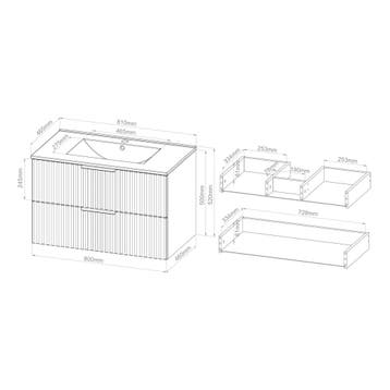 Wastafelonderkast met wastafel Veppenssan 81x47x52 cm eikenk, Huis en Inrichting, Badkamer | Badkamermeubels, Verzenden, Nieuw