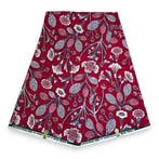 Afrikaanse wax print stof - Rood Roze Vintage Garden Bloom -, Hobby en Vrije tijd, Stoffen en Lappen, Ophalen of Verzenden, Nieuw