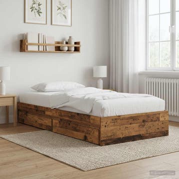 vidaXL Bedframe met opslag met lade Oud hout 80 x 200 cm, Eenpersoons, Bruin, Verzenden, Nieuw