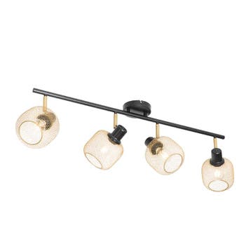 Industriële spot zwart met goud 4-lichts - Bliss Mesh, Verzenden, Nieuw