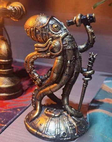Figuur - Steampunk octopus figurine with telescope and cane