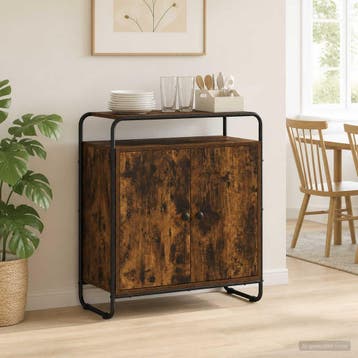 vidaXL Dressoir Gerookt eiken 68 x 35 x 75 cm Bewerkt hout, Huis en Inrichting, Kasten | Dressoirs, Verzenden, Nieuw, Overige houtsoorten
