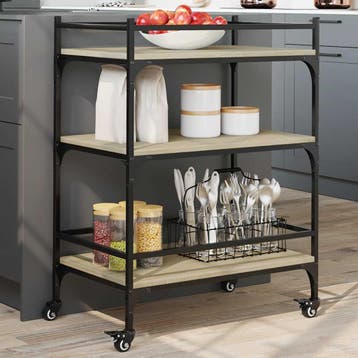 vidaXL Keukentrolley 65x40x86,5 cm bewerkt hout sonoma, Verzenden, Nieuw