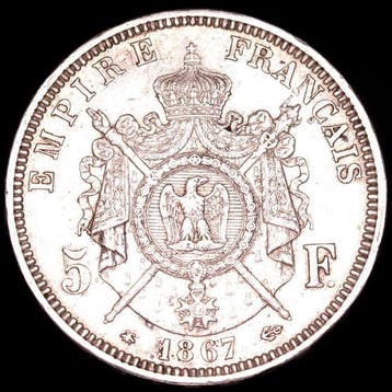 Frankrijk. Napoleon III (1852-1870). 5 Francs 1867-A, Paris