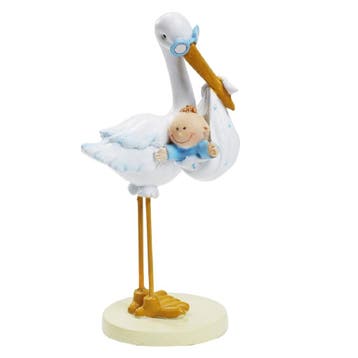 Taarttopper Ooievaar met Baby Blauw 11cm, Verzenden, Nieuw