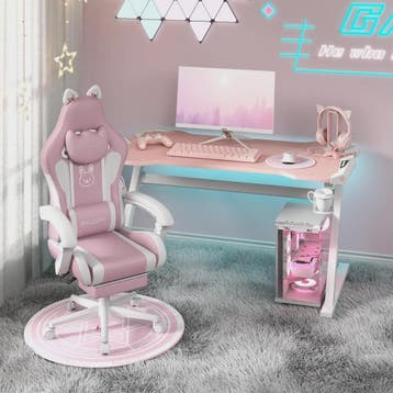 Ergonomische Gaming Chair met Kattenoren, Massagefunctie en, Verzenden, Nieuw