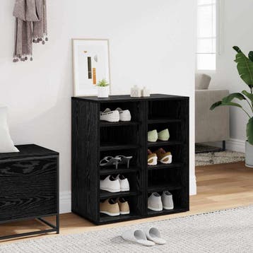 vidaXL Schoenenkast 2 st 32 x 35 x 70 cm Bewerkt hout Zwart, Verzenden, Nieuw