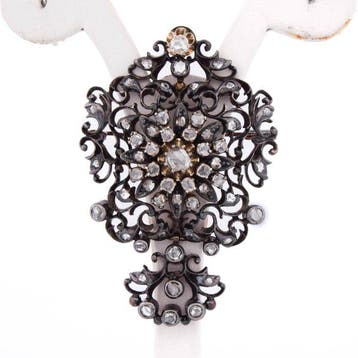 Broche - 12 kt. Geel goud, Zilver - 1.50ct. tw. Diamant