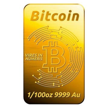 1/100 oz - Goud .999 - 1/100 oz 9999 Fine Gold Bar Bitcoin,