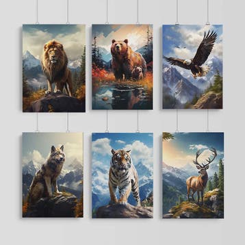 Canvas Posters: Majestueuze Wilde Dieren & Berglandschappen, Verzenden, Nieuw