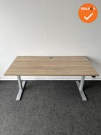 LINAK elektrisch zit-sta bureau - 160x80cm - Zilvergrijs ond, Werkplek, Ophalen of Verzenden, Gebruikt, Bureau