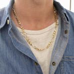 Bicolor gouden Figaro schakelketting, Ophalen of Verzenden, Gebruikt, Overige kleuren, Goud