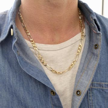 Bicolor gouden Figaro schakelketting, Ophalen of Verzenden, Gebruikt, Goud, Goud