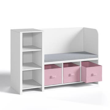 Kinderrek Høylandet met zitbank 76x112x40 cm wit en roze [en, Verzenden, Nieuw