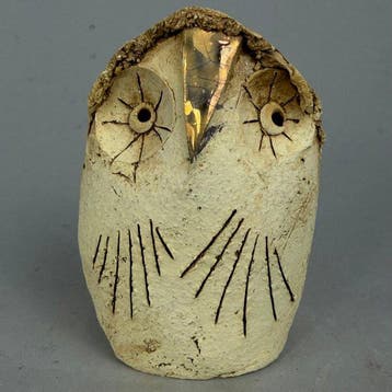 Ewa Budzowska - sculptuur, No reserve- the owl- with 24carat