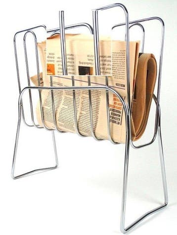Tijdschriftenhouder - CHROME STEEL - Italië (Zonder, Antiek en Kunst