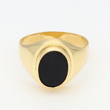 Ring - 18 karaat Geel goud Onyx, Nieuw