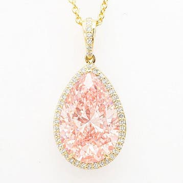 Ketting met hanger - 14 karaat Geel goud - 2.40ct. tw. Roze