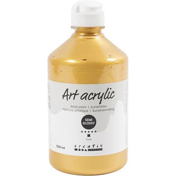 Acryl Verf, semi-glanzend, dekkend, goud, 500 ml/ 1 fles, Hobby en Vrije tijd, Schilderen, Nieuw