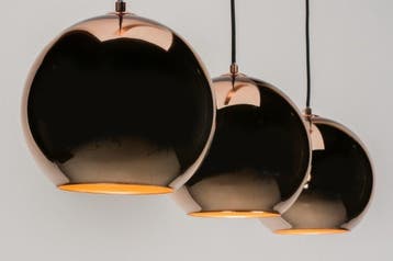 Rietveld Hanglampen - Roodkoper, Koper - Glas, Huis en Inrichting, Lampen | Hanglampen, Verzenden, Nieuw