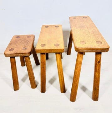 Set bijzettafels - Hout - Set van drie nestbare bijzettafels