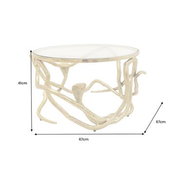 Salontafel SNAKE 70cm goud met glazen blad - 45743, Huis en Inrichting, Tafels | Salontafels, Ophalen of Verzenden, Nieuw