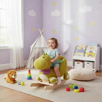 Schommeldier dinosaurus met pluche bekleding, Verzenden, Nieuw