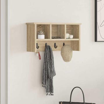 vidaXL Wandgemonteerde kapstok met plank Sonoma Eiken 50 x, Verzenden, Nieuw