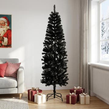 vidaXL Kunstmatige slanke kerstboom 210 cm PVC en staal, Diversen, Verzenden, Nieuw