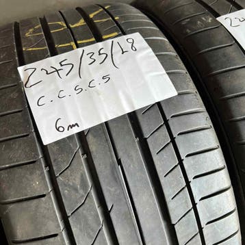 2 x Continental SportContact 5 245-35-18 Zomerbanden 6mm, Auto-onderdelen, Banden en Velgen, 18 inch, Ophalen of Verzenden, Band(en)