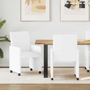vidaXL Eetkamerstoelen met Wieltjes 2 pcs Wit 57 x 66 x 94, Huis en Inrichting, Stoelen, Verzenden, Nieuw, Wit