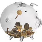 Ruhhy Transparant glazen spaarvarken - Decoratief - Educa..., Ophalen of Verzenden, Nieuw