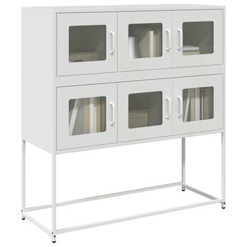 vidaXL Dressoir 100,5x39x107 cm koudgewalst staal wit, Verzenden, Nieuw, Metaal, Minder dan 50 cm