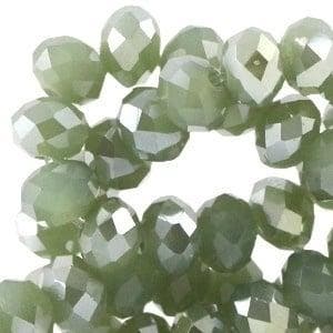 15 x Top facet kralen 8x6mm disc Khaki green opal, Ophalen of Verzenden, Nieuw, Kraal