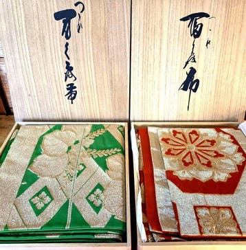 Set van 2 vintage Japanse Fukuro Obi – Nishijin – Paulownia