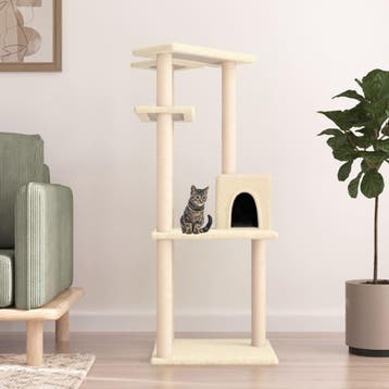 vidaXL Kattenmeubel met sisal krabpalen 123 cm crèmekleurig, Dieren en Toebehoren, Katten-accessoires, Verzenden, Nieuw